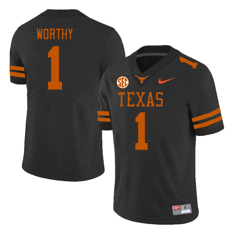 Texas Longhorns #1 Xavier Worthy SEC Conference College Football Jerseys Stitched Sale-Black